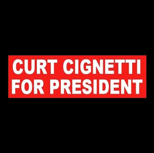 Funny "CURT CIGNETTI FOR PRESIDENT" college football champs BUMPER STICKER