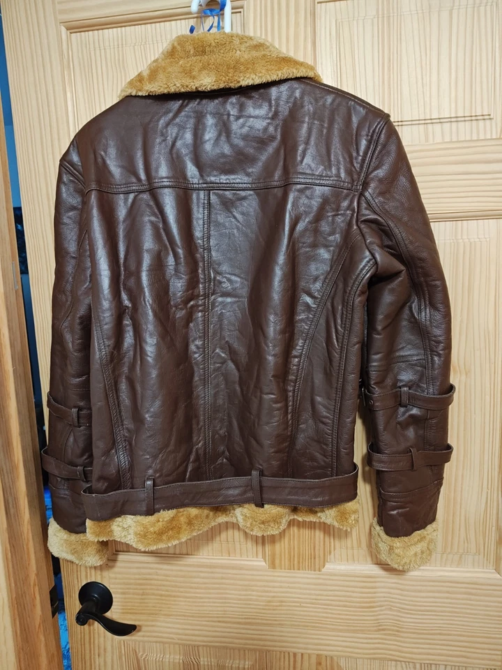 Men's B3 Bomber RAF Irvin Leather Jacket, Brown, Narrow Cut Med/Reg Lrg, Sherpa  - Image 2 of 4