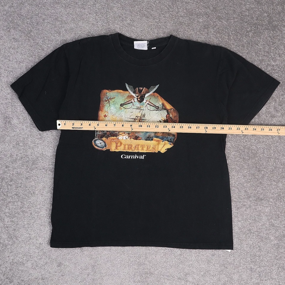 Camiseta De Colección Piratas del Caribe Carnaval Crucero Grande Negra Manga Corta Foto 3 de 4