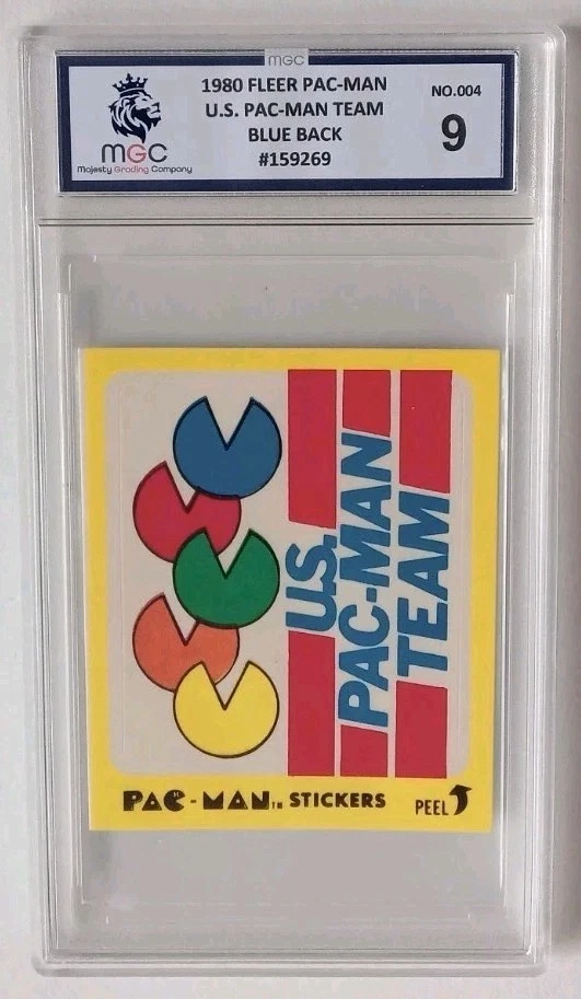 FLEER 1980 PAC MAN STICKER TRADING CARD #4 U.S PAC MAN TEAM GRADED 9  SERIES 1 - Image 3 of 4