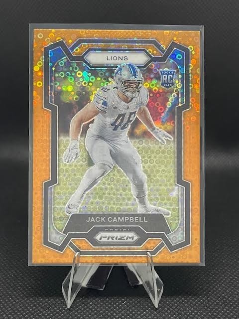Jack Campbell 2023 Panini Prizm #330 Disco Orange Prizm Rookie Detroit Lions