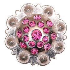 C-TY08 8 Pc Western Screw Back Concho Fuchsia Berry Crystals Headstall Cowgirl
