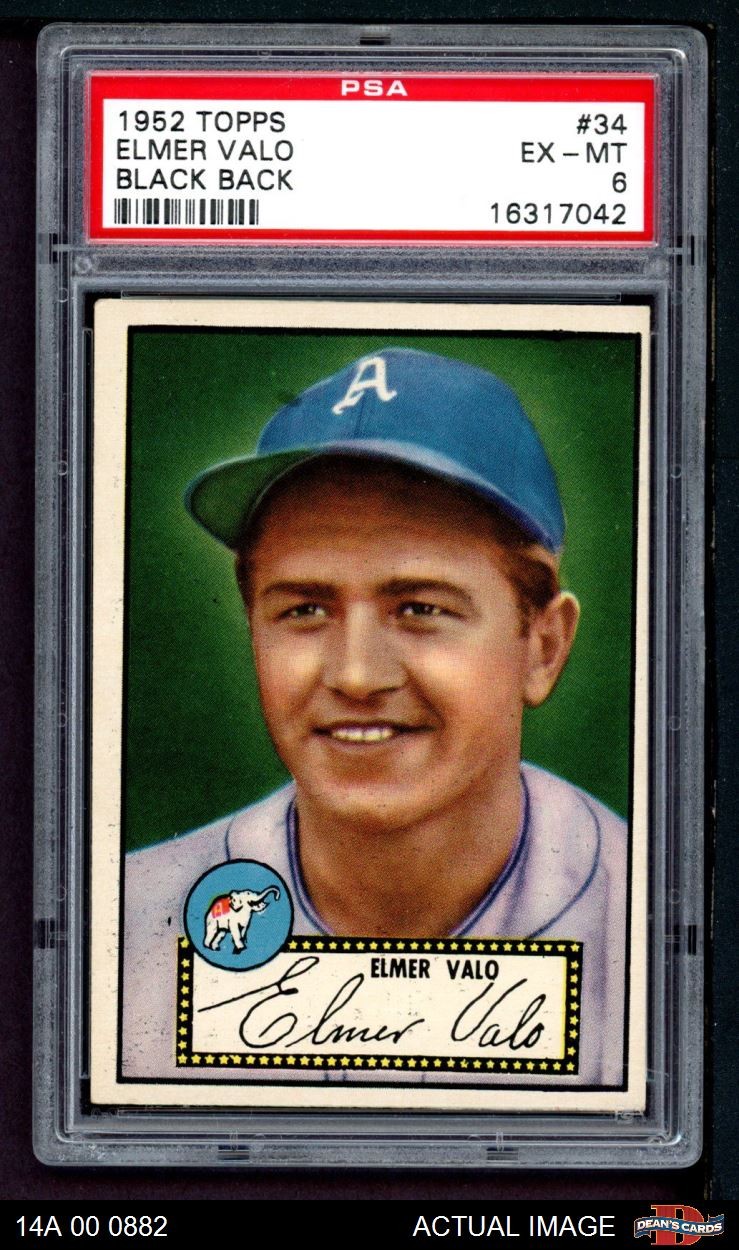 1952 Topps #34 Elmer Valo Athletics PSA 6 - EX/MT