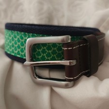 Vineyard Vines Kids Shamrock Belt Size 30 Genuine Leather Trim