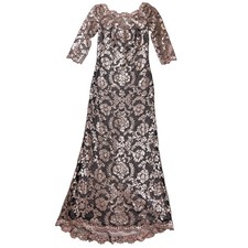 Tadashi Shoji BHLDN Yvonne Gown Women 6 Rose Gold Sequin Lace 3/4 Formal Evening