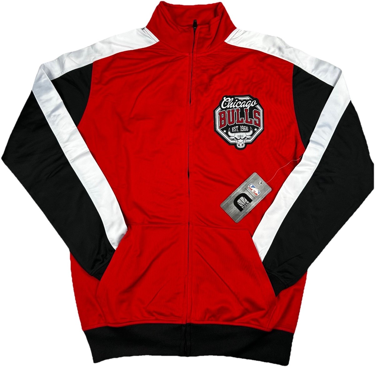 Chicago Bulls Track Jacket NBA Warm Up Red Zip-Up Men's Small Red Black  Logo UNK