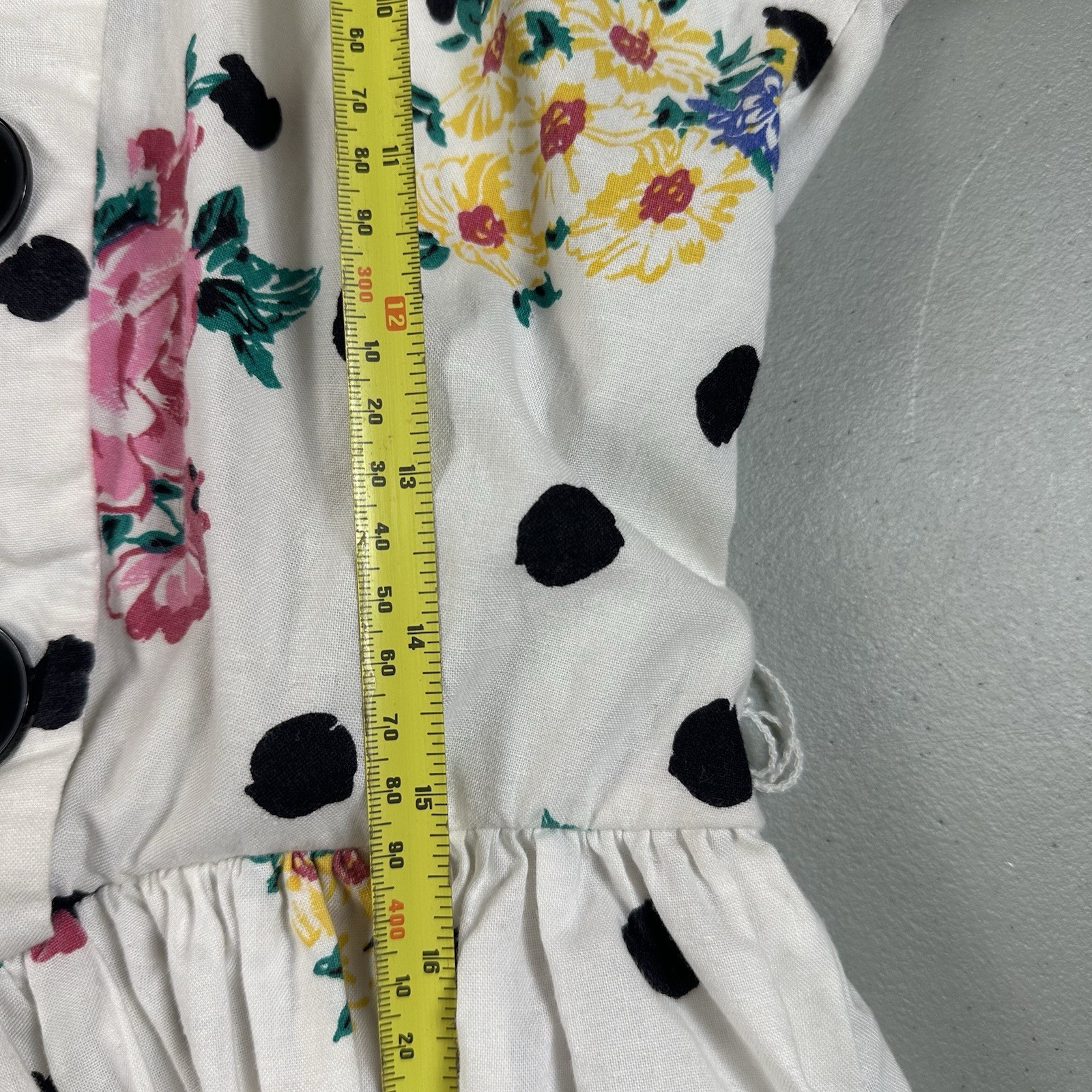 Vtg SL Fashions Dress Size 16 XL Polka Dot Flower Floral Garden Party 80s 90s