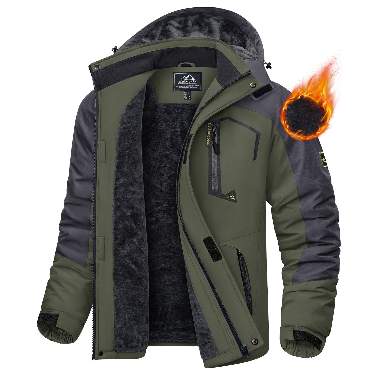 Winter Hiking Jackets Snow Thermal Fleece Work Coats