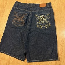 Men s Y2k Rocawear Dark Baggy Jean Shorts 38 fit 33 Hip Hop 2000s Grunge Skater