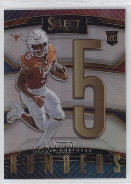 2023 Panini Select Draft Picks Numbers Silver Prizm Bijan Robinson #SN-BR 12po