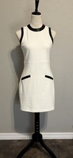 Express Cream Sleeveless Dress w/Black Faux Leather Accents Size Small