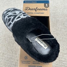 Dearfoams Dana Fairisle Clog Slippers Women S 5-6 Black Memory Foam Cozy