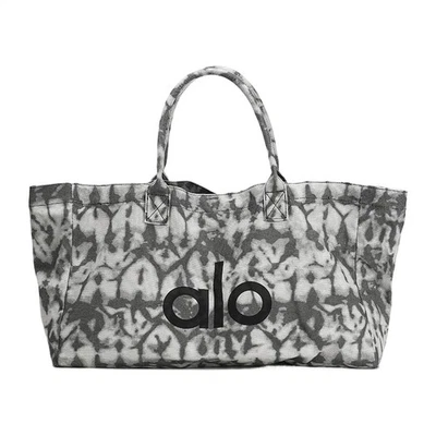 A*L*O Yoga Gray Tie Dye Large Canvas Tote Bag Gym Travel Carry-on NWT Fashion