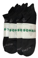 BOMBAS Socks Men s XL US 13.5-16 Black Gray Ankle Logo NEW Lot Of 4