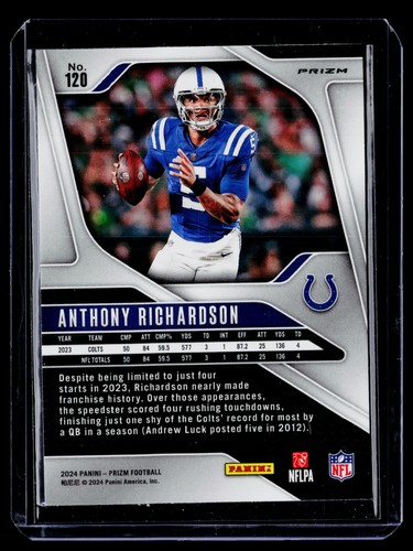 2024 Panini Prizm #120 Anthony Richardson Green - Bild 2 von 2
