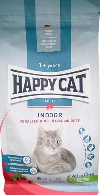 (  8,99 /kg) Happy Cat Adult Indoor mit Voralpen Rind Katzenfutter  4 kg