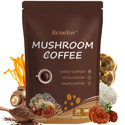 Mushroom Coffee, Instant Mushroom Coffee Powder with 6 Adaptogenic Mushrooms (Co