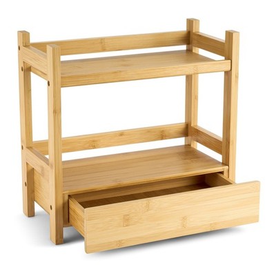Sorbus Bamboo Bathroom Counter Organizer   2-Tier Shelf with Hidden Drawer