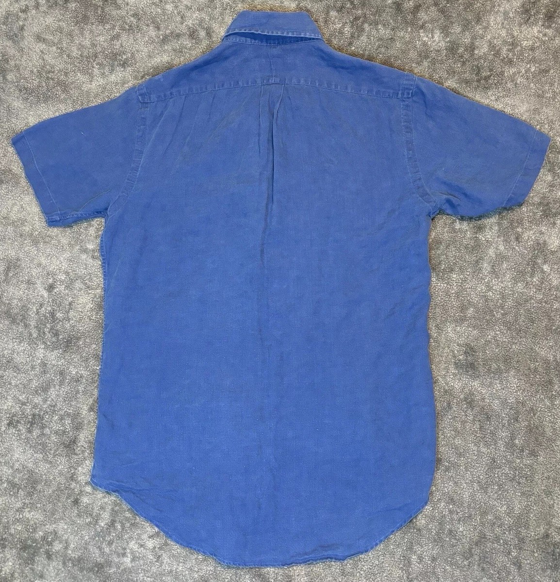 Ralph Lauren Men's Shirt Small Blue Linen Silk Classic Fit 90s