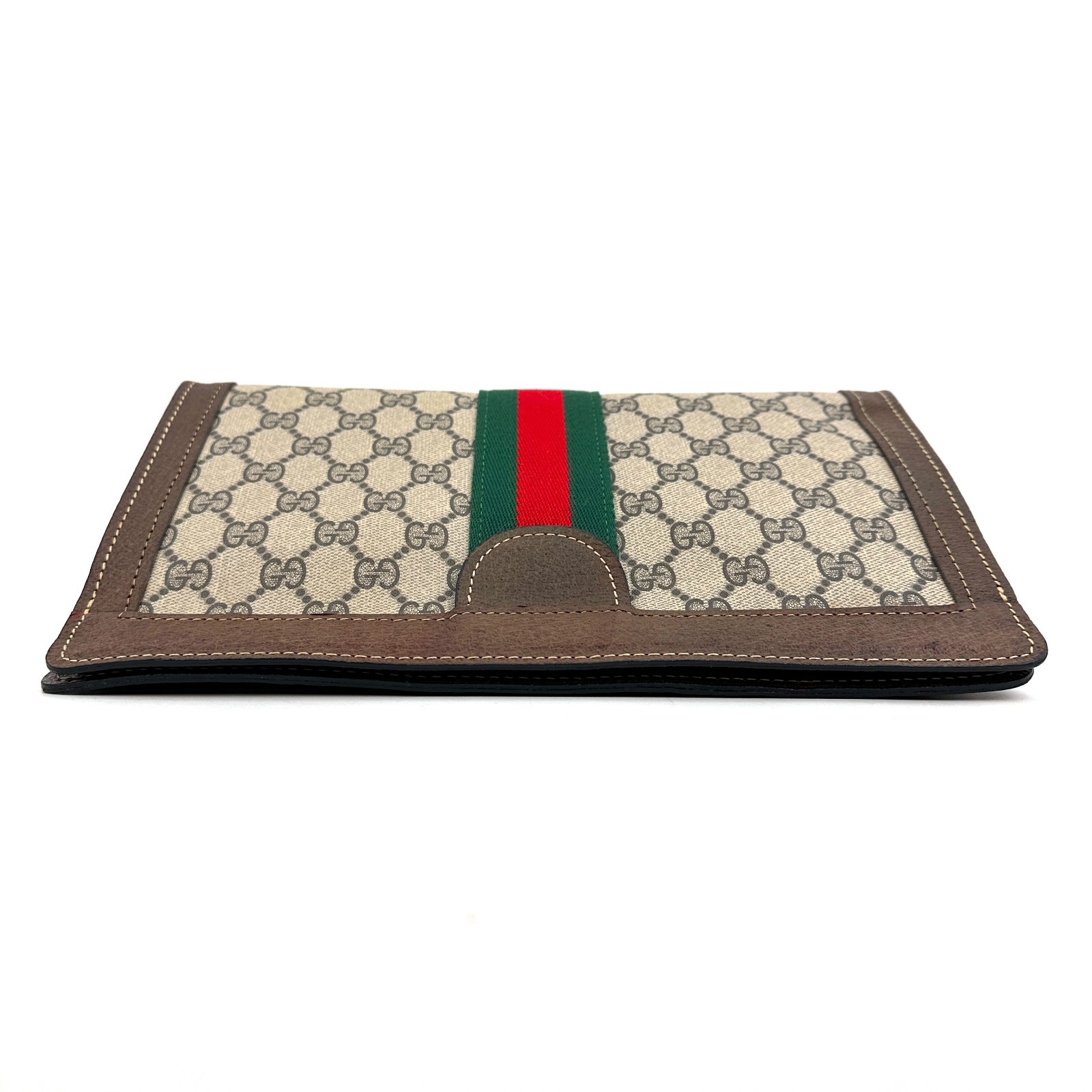 Vintage GUCCI Clutch Bag Sherry Line GG PVC Leather Brown Purse Authentic thumbnail 8