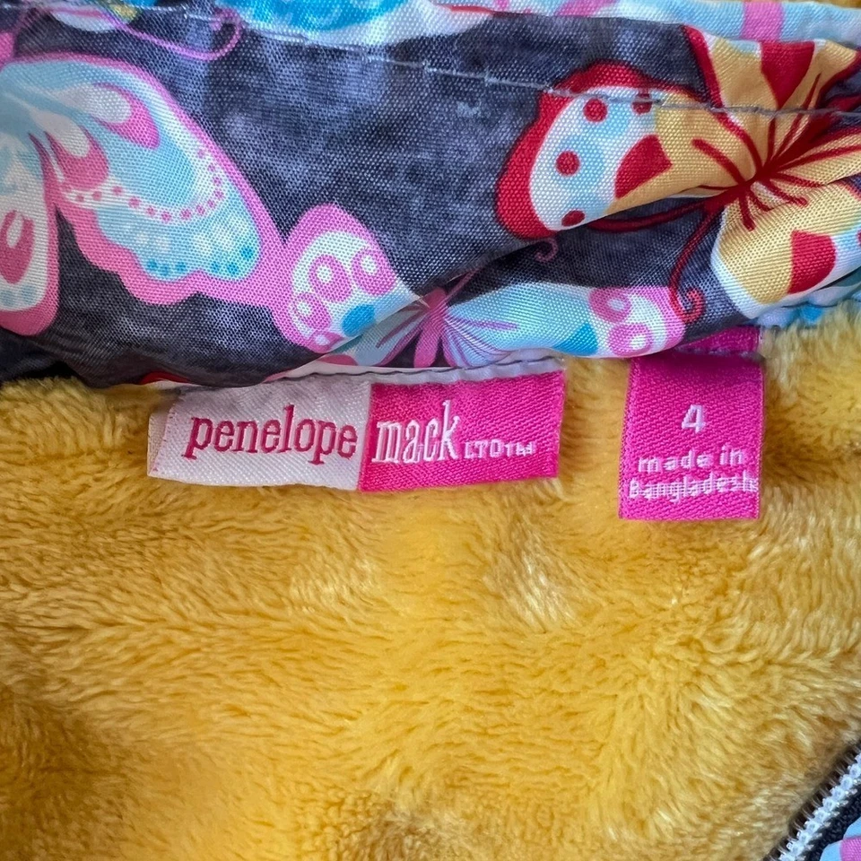 Chaqueta Penelope Mack Niñas Talla 4 Estampado Mariposa Con Capucha Invierno Forrada para Lluvia Foto 3 de 4