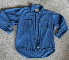 Vtg 90s Levi s Red Tab Real Indigo Denim Shirt Metal Button Made in USA L/XL