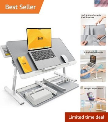 Laptop Bed Tray Table - 23.6'' x 13'' Adjustable Portable Standing Desk with St...