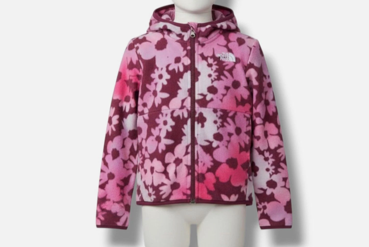 The North Face Kids Girls Pink Glacier Floral Zip Fleece Hoodie Sweater Size 5
