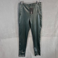 Fashion Nova Women's Faux Leather Side Zipper Skinny Pant Size S Hunter NWT