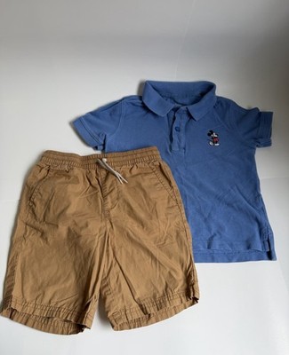 babyGAP x Disney Mickey Mouse Polo Shirt & Shorts Outfit Set 5T Blue/Tan