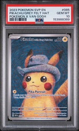 2023 POKEMON SVP EN-SV BLACK STAR PROMO #085 PIKACHU WITH GREY FELT HAT PSA 10