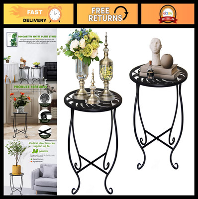 2 Pack Small Metal Side Tables - Weather Resistant Round Outdoor/Indoor for Pati