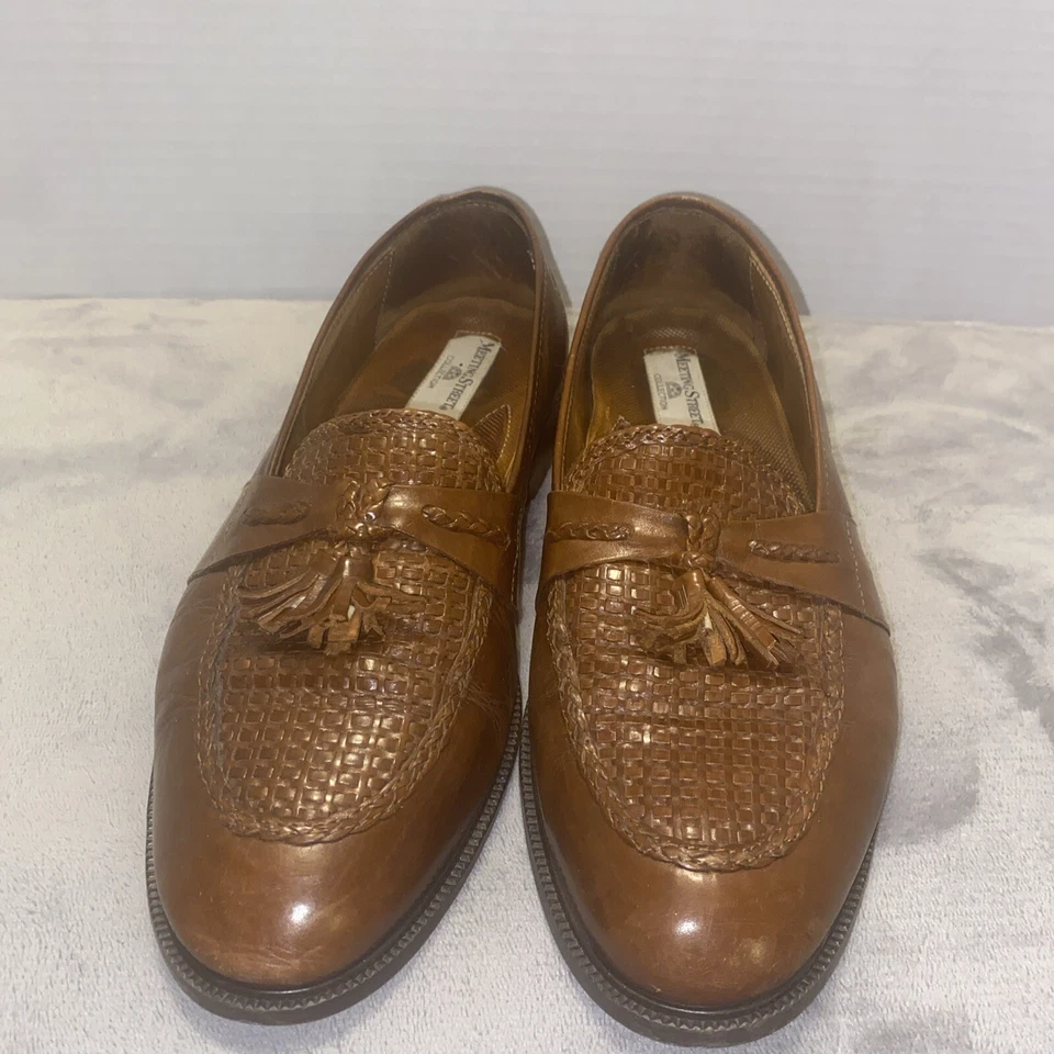 Zapatos Oxford Mocasines Marrón Cuero Italiano Para Hombre 10M Artesanales Reunión Calle Foto 2 de 4