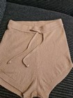 Pantaloncini da donna taglia 6 GILLY HICKS cammello tortora texture maglia coulisse nuovi boho
