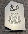 In Case Of Fire Use Stairs Elevator Sign 13”x 9" Business Placard metallic Gray