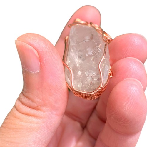 Clear Quartz Crystal Copper Gift For Friend Wire Wrap Pendant Artisan Jewelry - 第 7/8 張圖片
