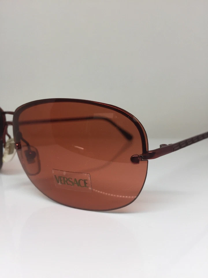 Nuevas gafas de sol vintage Gianni Versace X89 Mod. X89 Col. 56M Naranja Rojizo Italia Foto 3 de 4