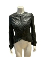 Jasmine Di Milo Fitted Leather Blazer Jacket Size Uk 8 Us 4 Eu 36 S Small