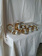 Service à café Bavaria Fragonard Allemagne 1960 Porcelaine Dorée Vintage