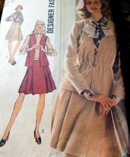 LOVELY VTG 1970s VEST DRESS Sewing Pattern 12/34