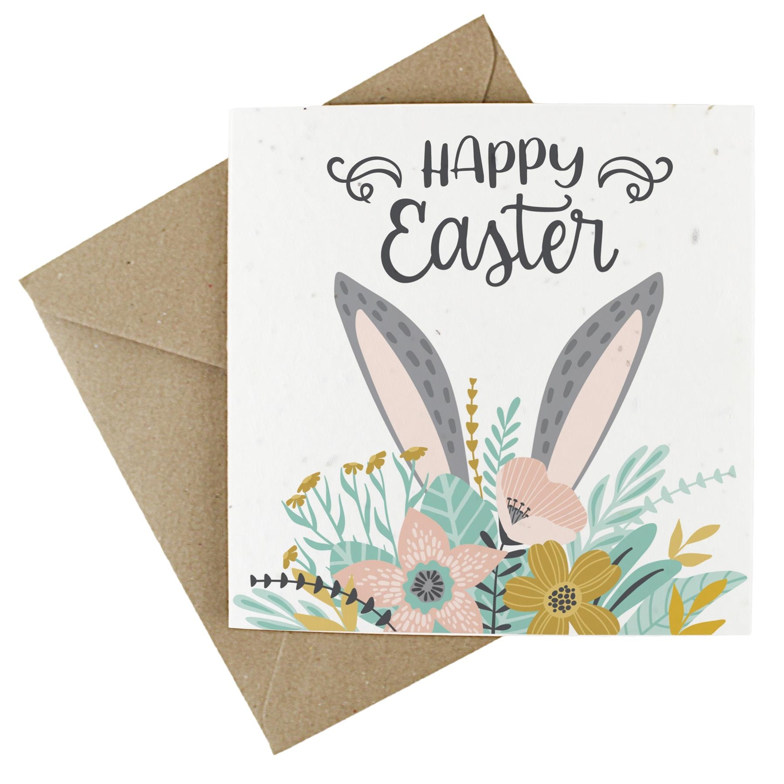 EasyEco Wildflower Easter Card - Happy Easter Bunny & Flower Plantable Card