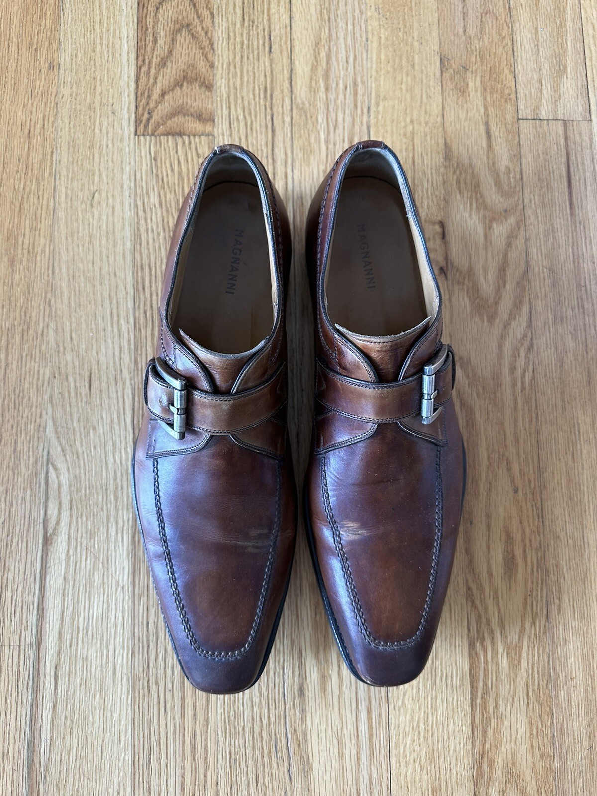 Magnanni Cognac/Brown Leather Ankle Single Monk Strap Dress Men Shoe 11M Maxon Men main image 3