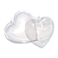 6 pz scatole bomboniera cuore trasparente plexiglass porta confetti 6,5x6,2 cm  