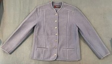 Giesswein Periwinkle Blue Austrian Boiled Wool Jacket Sz 42 Silver Buttons Euc