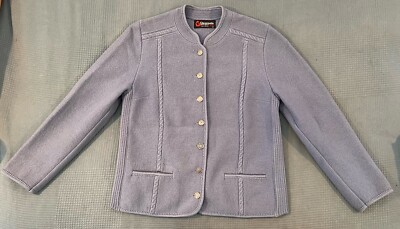 Giesswein Periwinkle Blue Austrian Boiled Wool Jacket sz 42 Silver Buttons EUC