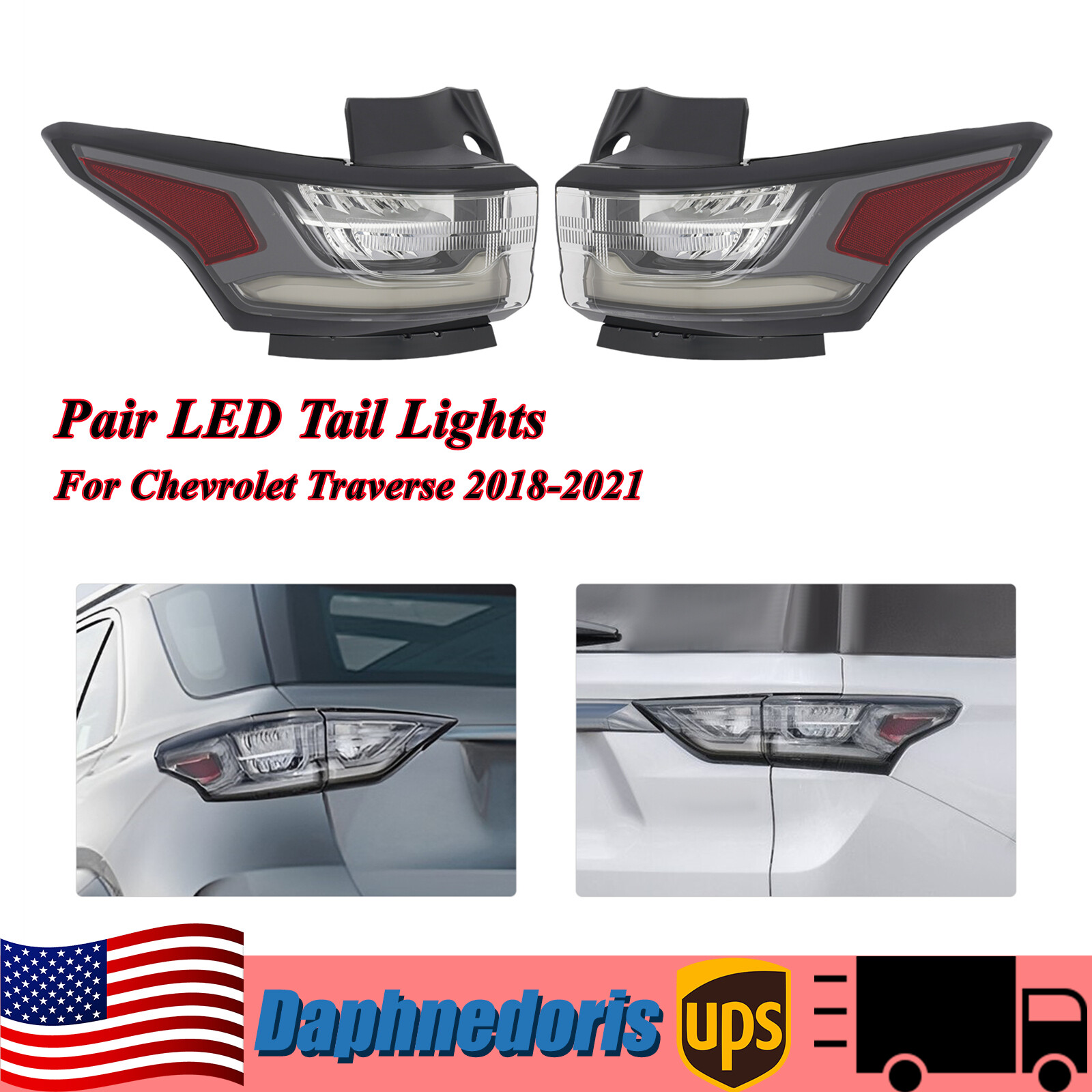 2018-2021 Chevy Traverse LED Tail Light Brake Lamp Black Smoke Housing