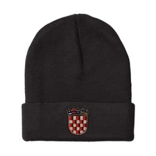 Beanies for Men Croatia Flag Seal Embroidery Winter Hats Women Acrylic Skull Cap