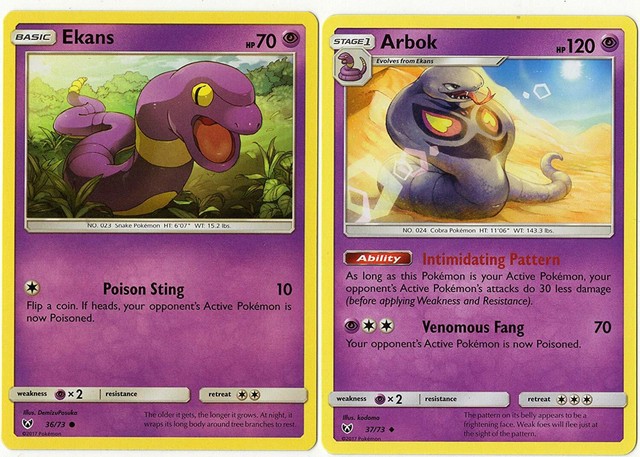 Pokemon Evolution Set Arbok Ekans Sun Moon Shining Legends 37 73 Nm M Ebay