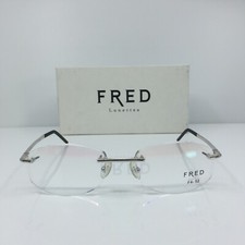 New Vintage FRED Lunettes CUT 008 F4 Rimless Eyeglasses C. 002 Platinum 52-20mm