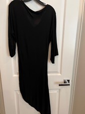 Alexander MQueen Vintage Asymmetrical Drape Neck Black Dress Size 46.